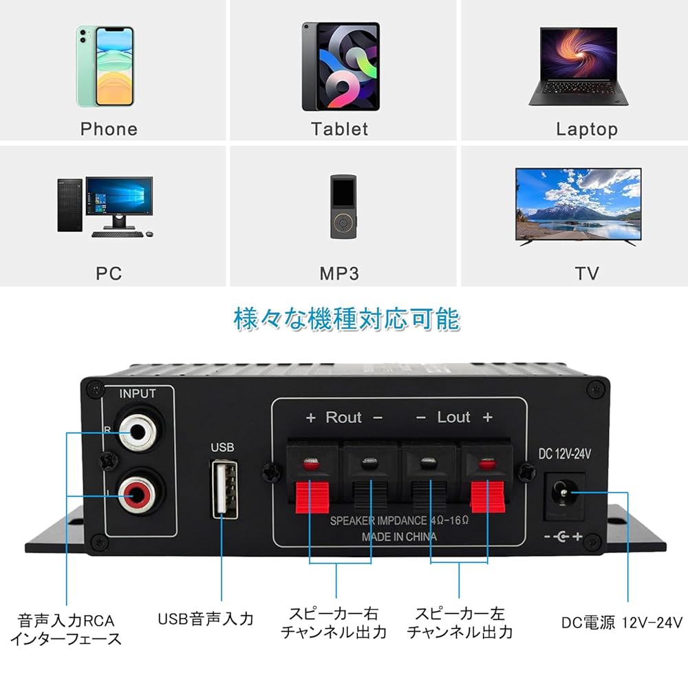 Amazon.co.jp: パワーアンプ bluetooth アンプ ステレオ
